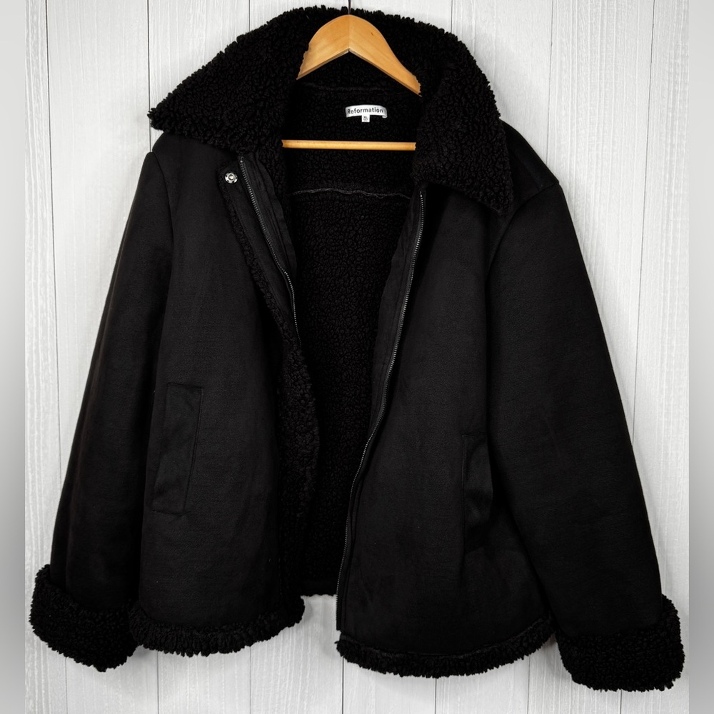 Reformation Talli faux suede and shearling jacket coat - Picture 3 of 7
